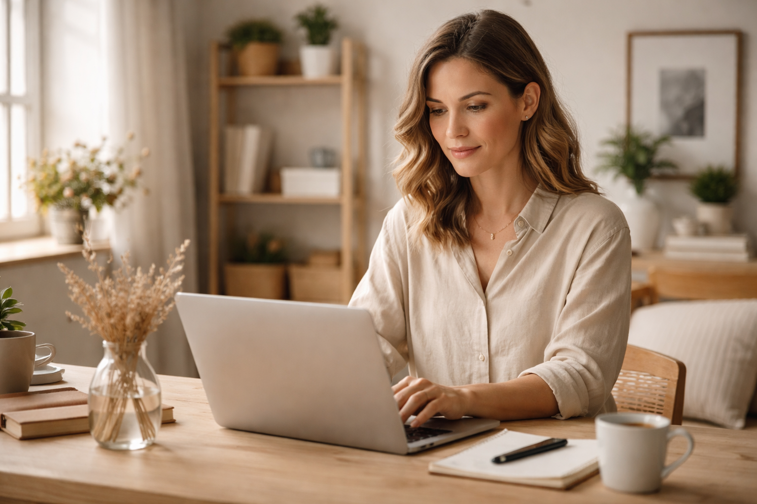 Profesional trabajando con portátil en un entorno real y cercano, representando pymes y autónomos aplicando el método IAO