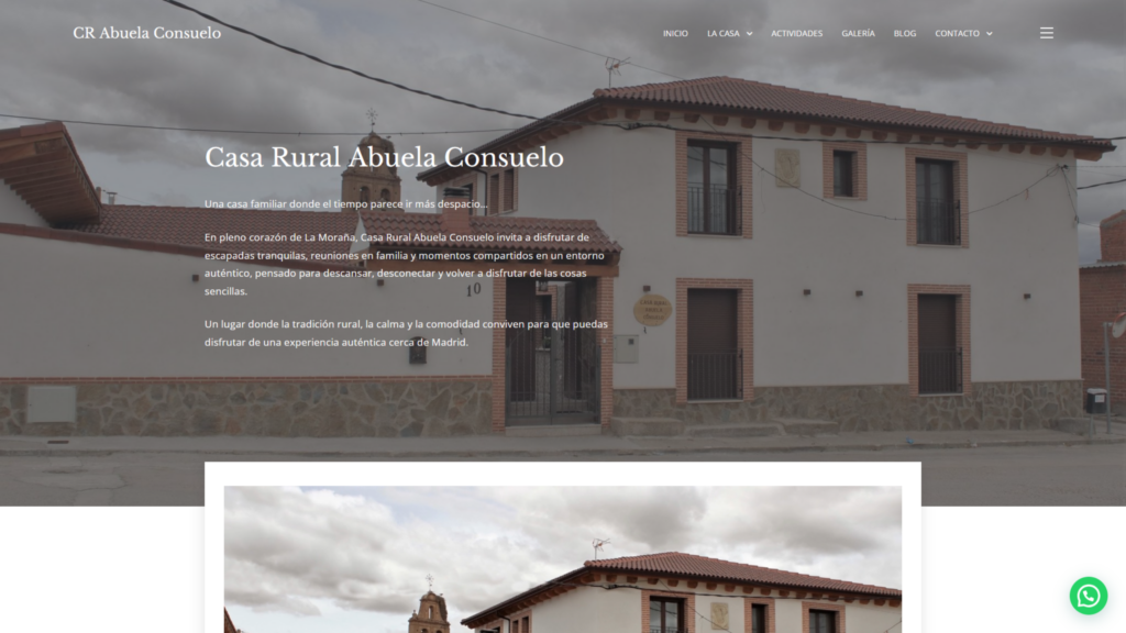 Caso IAO: Casa Rural Abuela Consuelo, portada de la web